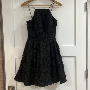 AQUA Women's Cocktail Dress Size 2 Black With Embroidered Flowers Tulle Skirt